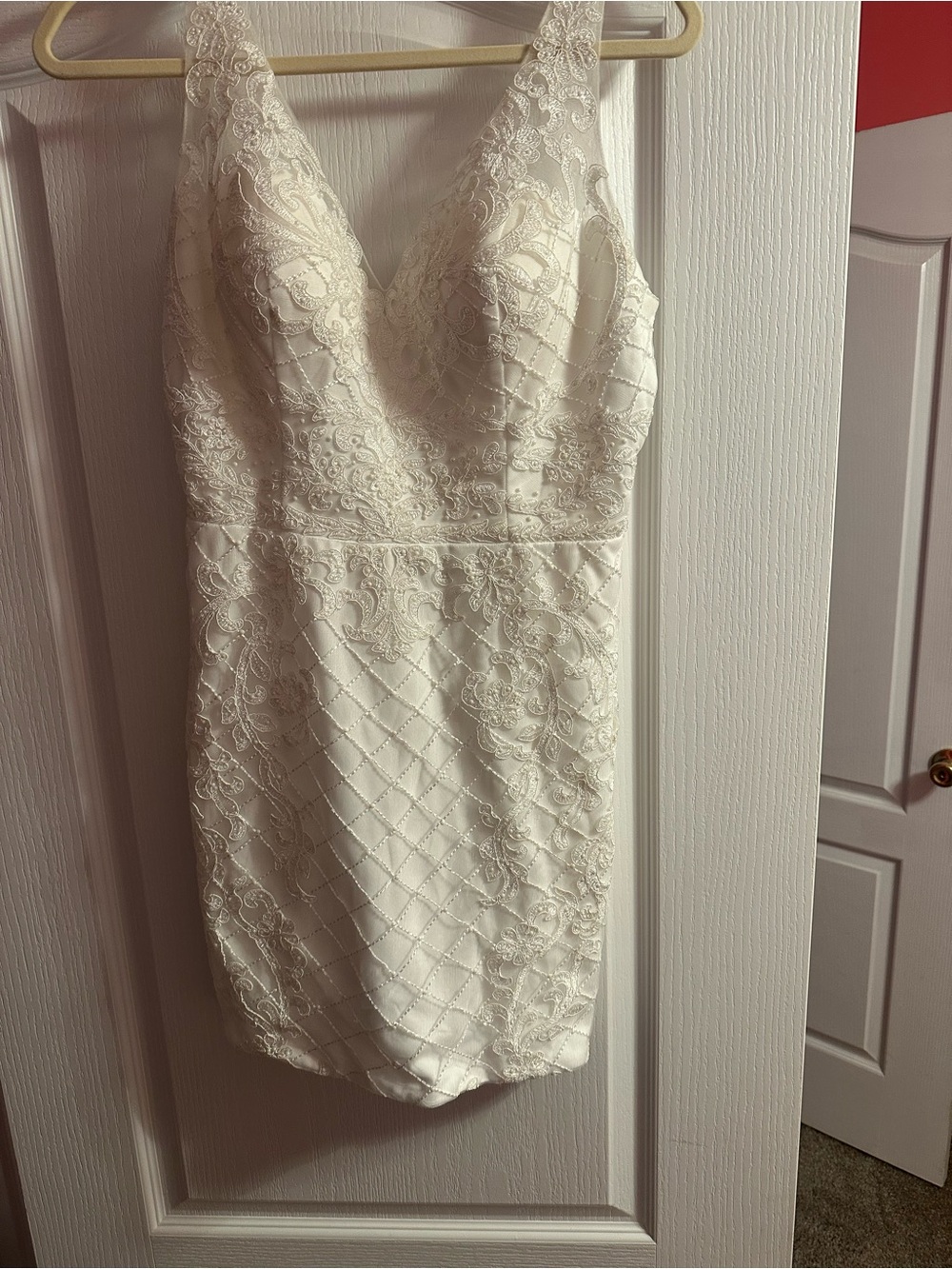 Narianna Ivory Lace V-Neck Mini Dress